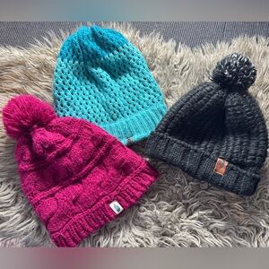 The North Face Women's Knit Beanie Set - Teal, Magenta, Charcoal